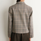 Brown plaid cropped button front jacket