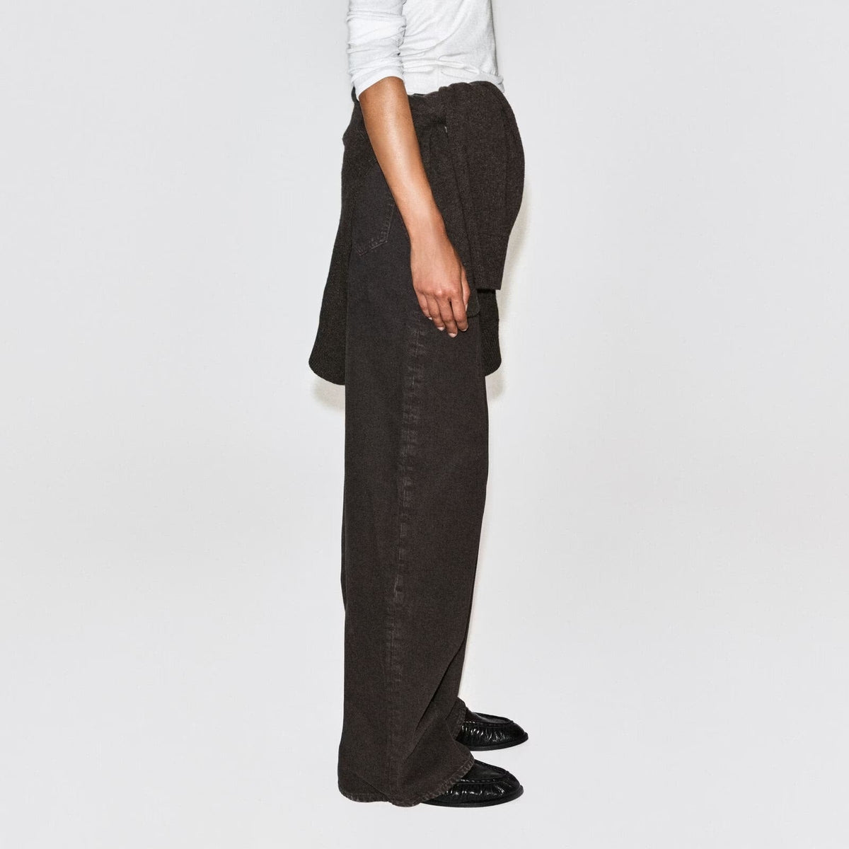 Dark brown high waisted wide leg jeans