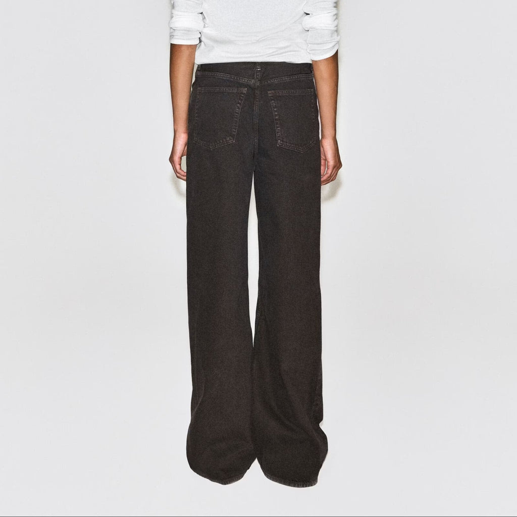 Dark brown high waisted wide leg jeans