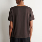 Dark brown v neck short sleeve loose t-shirt