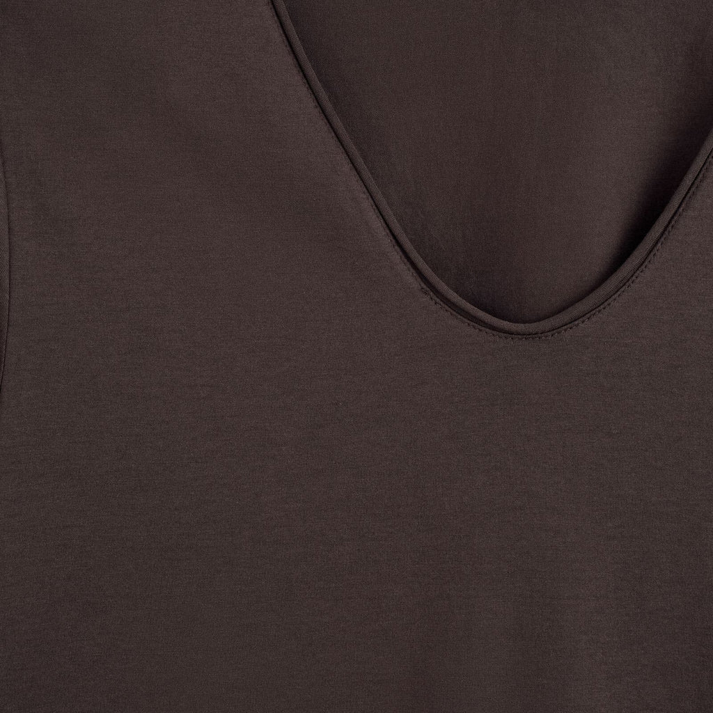Dark brown v neck short sleeve loose t-shirt