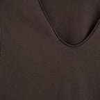 Dark brown v neck short sleeve loose t-shirt
