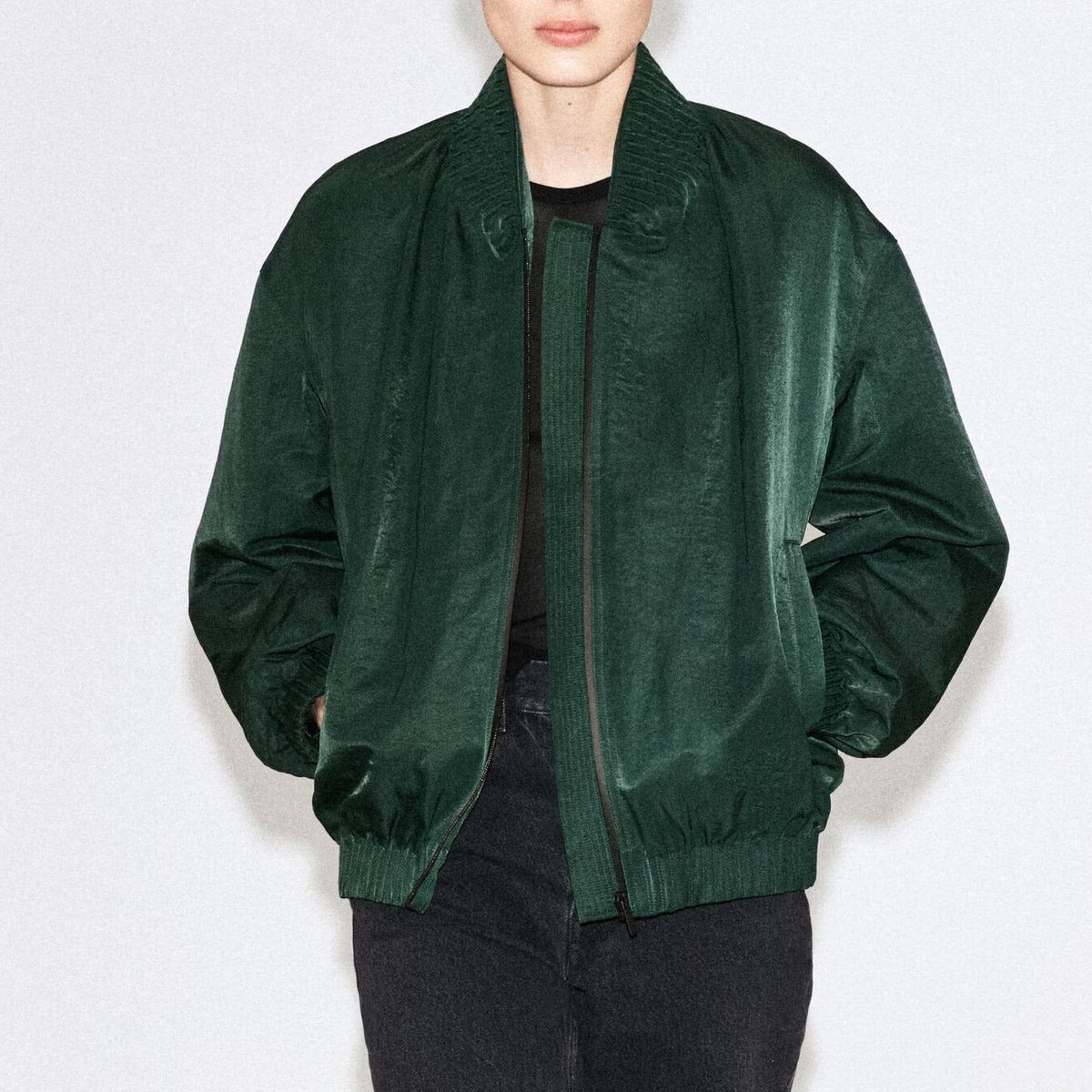 Dark green oversized zip up jacket
