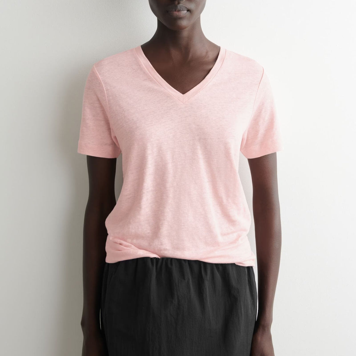 Light pink v neck short sleeve t shirt
