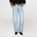 Light wash high waisted wide leg jeans