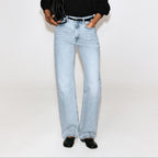 Light wash high waisted wide leg jeans