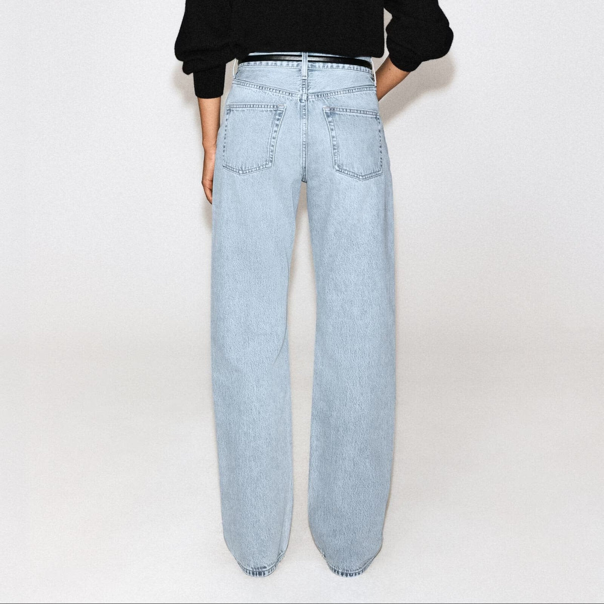 Light wash high waisted wide leg jeans