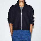 Navy blue collared zip up jacket