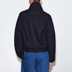 Navy blue collared zip up jacket