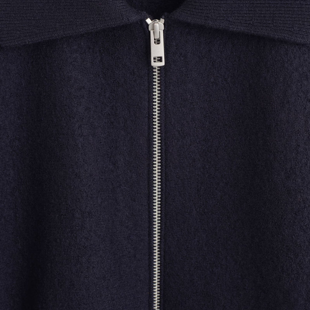 Navy blue collared zip up jacket