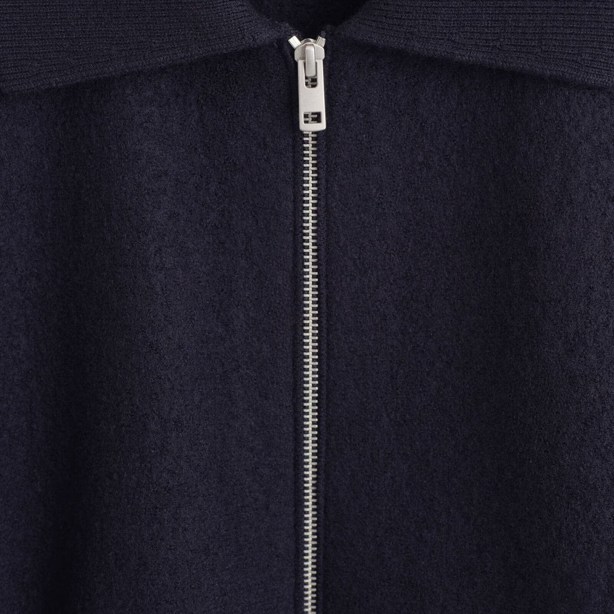 Navy blue collared zip up jacket