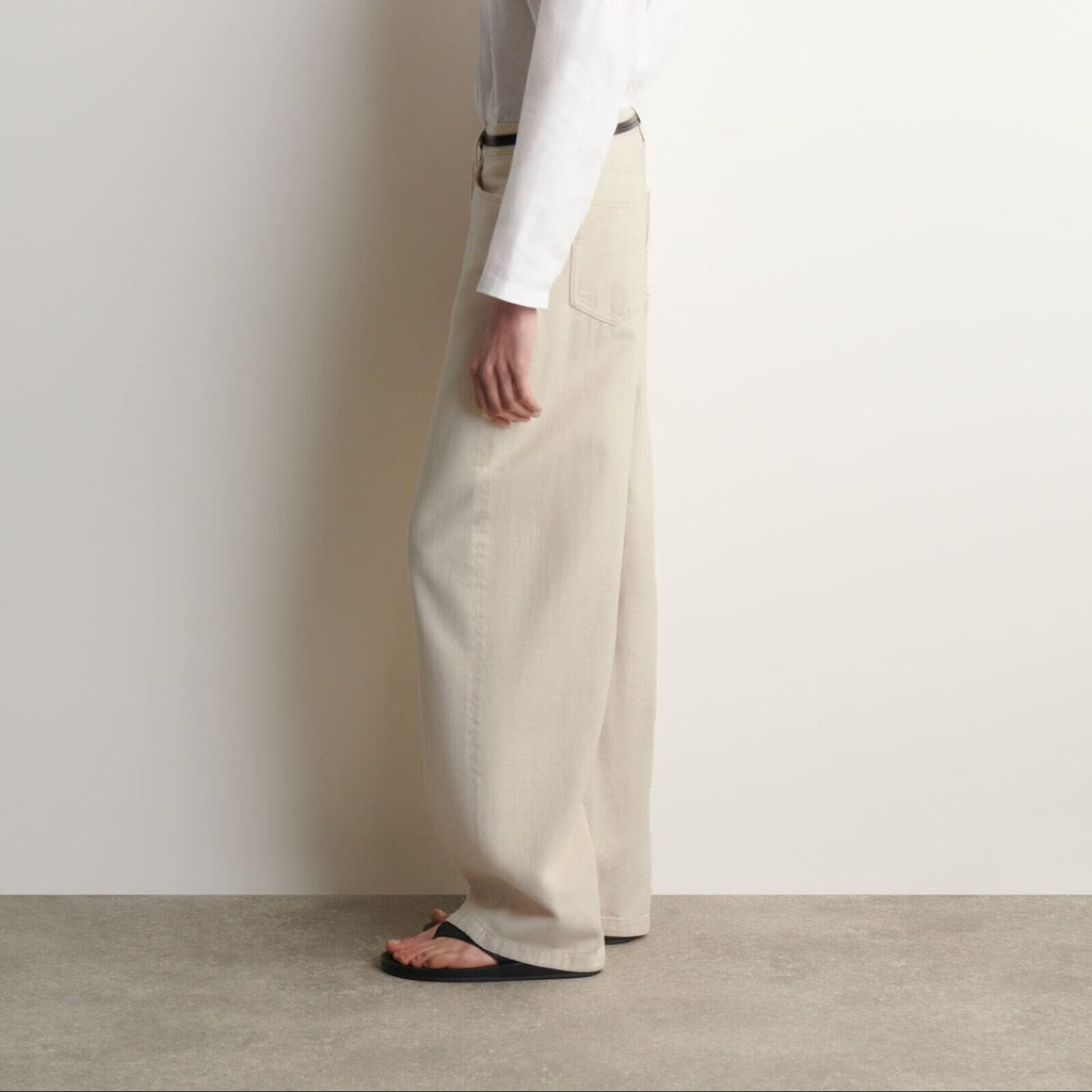 Off white high waisted wide leg trousers