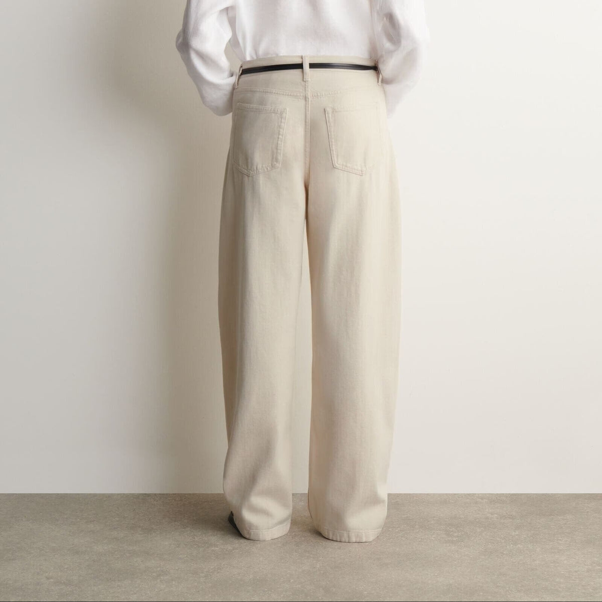 Off white high waisted wide leg trousers