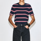 Striped crew neck short sleeve t-shirt