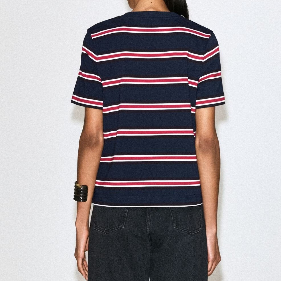 Striped crew neck short sleeve t-shirt