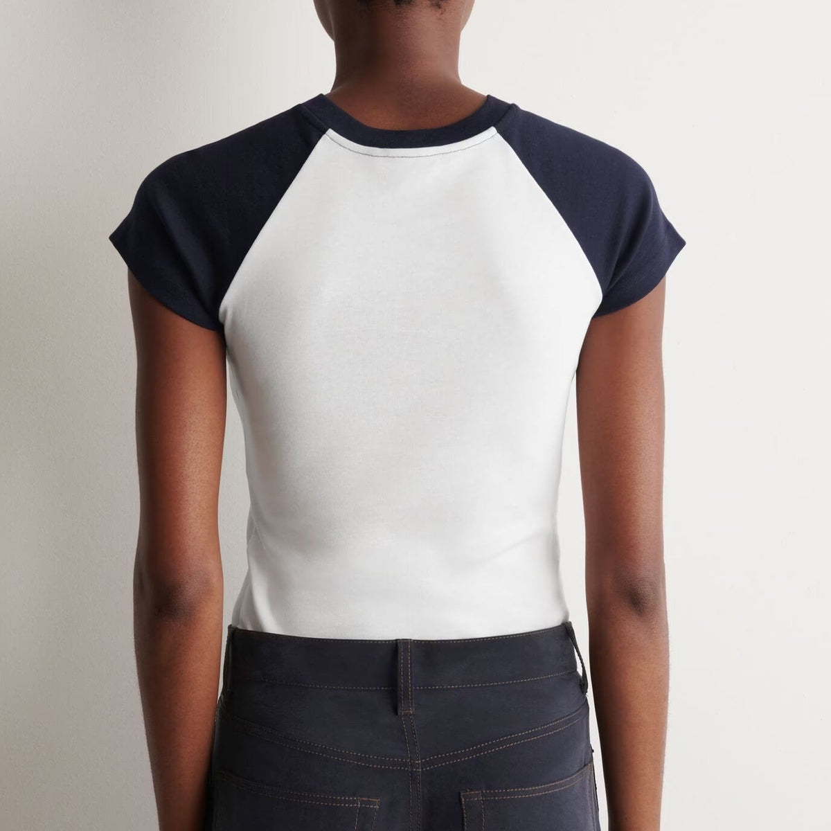 White and blue slim fit short sleeve t-shirt