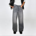 Women's high waisted wide leg grey wash jeans