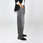 Women's high waisted wide leg grey wash jeans